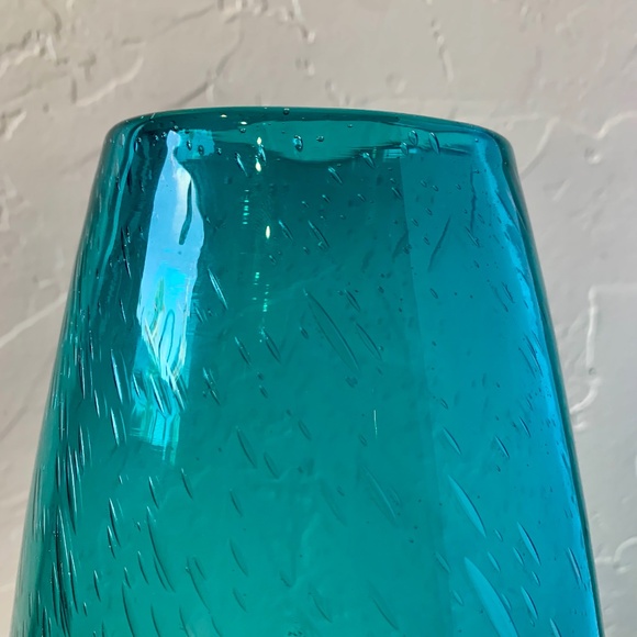 Dara International -- Italian Handblown Blue Glass Vase w/ Brass Band -- 13" - Picture 9 of 15